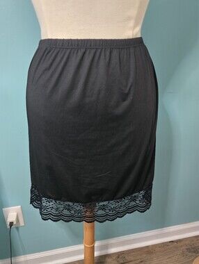 Black Lace Hem Half Slip Skirt